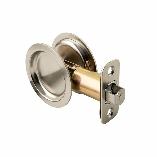 Pamex Passage Round Sliding Door Lock with 2-3/8in Backset Standard Satin Nickel Finish PF2P30